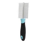 Walmeck Peigne de Toilettage Double Face pour Chien, Dents en Acier Inoxydable pour une élimination Douce des Puces, Soins Animaux de Compagnie 7,3x2 Pouces (Bleu)