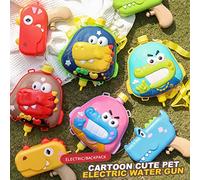 Walmeck Pistolet à Eau électrique Rechargeable, Jouet à Eau de Dessin animé étanche de Grande capacité avec Sac Dos en PVC Jaune (Tapez 2)