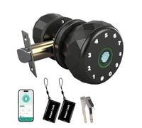 Walmeck Serrure de Porte Intelligente, Empreinte électronique, Carte ontrôle par Application, Compatible WiFi, Plusieurs Méthodes de Déverrouillage, Poignée Porte Noire