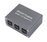 Walmeck Sound Optique Numérique 1x3 Splitter Toslink SPDIF Sound Lossless Sound Quality 1 in 3 Out Aluminium Alloy with Cable Support Dolby-AC3 Home Entertainment