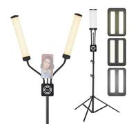 Walmeck Système de Lumière de Photographie à Double Bras LED, Lumière de Remplissage 40 W, Conception de Tube de Tuyau Rotatif Multi-angle, 196 Pièces de Perles, Température de (Prise UE)