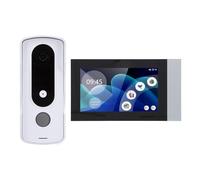 Walmeck Système de Sonnette Vidéo à écran Tactile 2MP 7 Pouces avec Nocturne à 2 Voies pour la sécurité de la Maison, Système D'entrée Vidéo sans Fil, Protection WiFi IP65, pour (Prise UE)