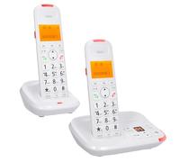 Walmeck Téléphone sans Fil avec Grand écran LCD, Gros Boutons, Système Téléphonique Extensible, Fonction de Réponse avec 2 Combinés, pour Espagnol, Anglais, Français, Allemand, (Prise UE)