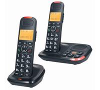 Walmeck Téléphone sans Fil avec Grand écran LCD, Gros Boutons, Système Téléphonique Extensible, Fonction de Réponse avec 2 Combinés, pour Espagnol, Anglais, Français, Allemand, (Prise UE)