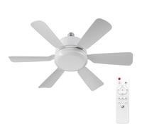 Walmeck Ventilateur de Plafond LED Moderne Dimmable Lumière de Ventilateur à Six Lames Température de Couleur Réglable Télécommande Chandelier Chandelier (Blanc)