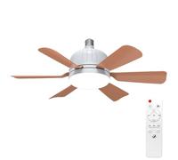Walmeck Ventilateur de Plafond LED Moderne Dimmable Lumière de Ventilateur à Six Lames Température de Couleur Réglable Télécommande Chandelier Chandelier (Orange)