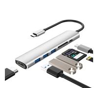 Walnew Hub USB C 7 en 1 pour MacBook Pro avec 4 K USB-C vers HDMI, lecteur de carte SD/TF, station d'accueil PD USB C 100 W pour iPad Pro/MacBook Pro/Air (Thunderbolt 3)/appareils de type C