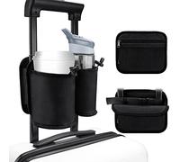 WALNEW Porte-gobelet de voyage, porte-boissons mains libres, accessoire de transport pour boissons et tasses à café, convient aux poignées de valises à roulettes, accessoires de voyage, noir