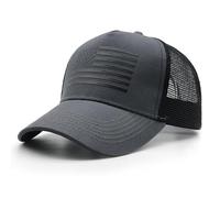 WALNOVA Casquette Trucker à drapeau américain, casquette de baseball à maille réglable avec système snapback pour hommes et femmes, gris foncé/noir, Taille unique