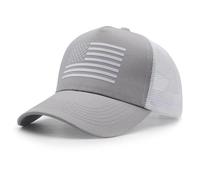 WALNOVA Casquette Trucker à drapeau américain, casquette de baseball à maille réglable avec système snapback pour hommes et femmes, gris/blanc, Taille unique