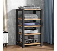 Walnut Ste Stand - Support de jeu et platine - Centre AV Ma avec étagères en bois - Écran CD/DVD pour projecteur et console PS5 - Câble (60 x 50 x 100)