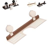 Walnut Suction Cup Bathroom Shelf, 2025 New Faucet Organizer Rack for Bathroom, Wall Mounted Sink Organizer, Removable Shower Suction Shelfs, Wood Faucet Storage Rack, Small Accessories (White,40 CM)