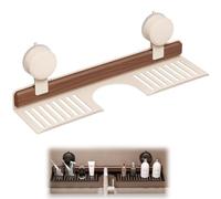 Walnut Suction Cup Bathroom Shelf,No-Drill Bathrooms Kitchen Sink Shelfs Over Faucet,Wall Mounted Above Faucet Rack Kitchen,Floating Organizer for Toiletrie, Bottle and Small Accessorie (White,80 CM)