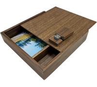 Walnut Wood Photo Album Box USB Flash Drive 16GB 32GB 64GB Wedding Storage Device USB3.0 Flash Drive Pendrive Memory Stick Customizable (16GB,Walnut Wood)