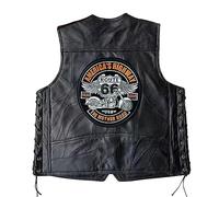 WalnutKing Gilet de moto en cuir pour homme, patch brodé, aigle américain (FR/ES, Alpha/lettres, L, Taille normale, Taille normale, Car)
