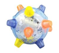 Walopola Balle d'activation de saut pour chiens - 12 x 12 cm - Bleu PP - Balles rebondissantes - Jouets interactifs pour animaux de compagnie - Jouet de danse avec lumières et musique pour chiens