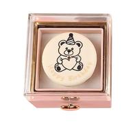 Walopola Boîte à bagues de mariage - Support de bague de demande en gâteau d'ours - Accessoires de bijoux réversibles rotatifs pour boucles d'oreilles pour anniversaire, femme et mariage