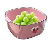 Walopola Bol avec passoire, passoire avec bol, bac de vidange des aliments 2 en 1 | Passoire à double couche et à légumes, panier à riz mignon pour le nettoyage de la salade et des baies