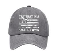 Walopola Casquette de baseball, Try That in a Small Town - Casquette de balle en coton respirant pour homme - Casquette de golf tendance amusante pour homme et femme, gris, L