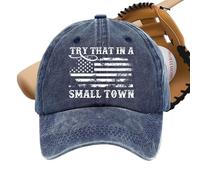 Walopola Casquette de baseball, Try That in a Small Town - Casquette de balle en coton respirant pour homme - Casquette de golf tendance amusante pour homme et femme, bleu marine, L