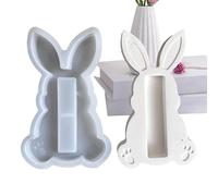 Walopola Moules à biscuits en forme de lapin de Pâques - Moule en silicone en forme de lapin - Moule de décoration de Pâques pour verser des bougies parfumées, du plâtre, du béton, de la résine