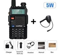 Walperforé Tokyo ie Baofeng UV-5R 5W True Haute Puissance Ham Radio Longue Portée 10km FM Portable UV5R touristes Bande Radio Bidirectionnelle Comunicador - Type UV5R-5W Add MIC-EURO