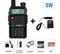 Walperforé Tokyo ie Baofeng UV-5R 5W True Haute Puissance Ham Radio Longue Portée 10km FM Portable UV5R touristes Bande Radio Bidirectionnelle Comunicador - Type UV5R-5W CarCharger-EURO