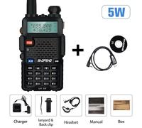 Walperforé Tokyo ie Baofeng UV-5R 5W True Haute Puissance Ham Radio Longue Portée 10km FM Portable UV5R touristes Bande Radio Bidirectionnelle Comunicador - Type UV5R-5W Add Cable-EURO