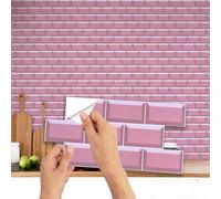 WALPLUS 12 Pièces Carreaux Adhesif Cuisine 15x30 cm Stickers Muraux Cuisine Amovible Carreaux Adhesif Salle de bain Métro Rose Credence Adhesive Salle de Bain