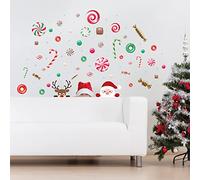 WALPLUS 160x135cm Décorations combo de Noël Autocollants muraux Santa And Rudolph In Candyland Wall Art Vitrine Affichage Clings Affichage Décalcomanies Salon Vente Dégagement Maison Salon Chambre DIY