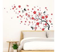 Walplus 200x110 cm Mural Autocollants Stylé Cerise Prune Fleurs et Papillons Amovible Auto-Adhésif Art Stickers Vinyle Maison Décoration DIY Salon Chambre Bureau Décor Peint Enfants Cadeau,Multicolore