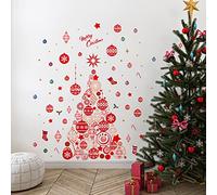 WALPLUS 210x140cm Décorations Combo de Noël Autocollants muraux Joyeux Noël autour de l’arbre Art mural Vitrine Affichage Clings Affichage Décalcomanies Salon Vente Dégagement Maison Salon Chambre DIY