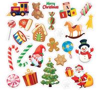 WALPLUS 28 pièces Adhérence du Gel Autocollants pour Fenêtres Autocollants de Décoration Réutilisables Amovibles Autocollants Statiques Verre Acrylique Miroir Merry Christmas Festive