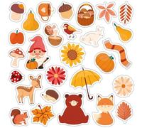 WALPLUS 28 pièces Autocollants de fenêtre à adhérence en Gel Autocollants de décoration Autocollants Amovibles réutilisables Miroir en Verre Automne dans la forêt Animaux Mignons