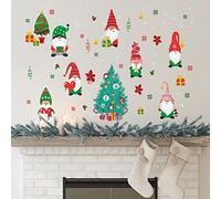 WALPLUS 80x140cm Décorations combo de Noël Autocollants muraux Gnomes de Noël autour de l’arbre Art mural Vitrine Accrochage Décalcomanies Vente Dégagement Maison Salon Chambre DIY