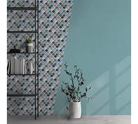 WALPLUS Autocollants 3D brillants pour carrelage - 28 x 20 cm - Arabesque vert et bleu - Pour maison, chambre, cuisine, décoration murale, accessoire de salle de bain