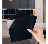 WALPLUS Carrelage Adhesif Mural Cuisine 15x15 cm Amovible Carrelage Mural Salle de Bain Peler et Coller Carreaux Salle de Bain Noir Carreaux Cuisine 50pcs