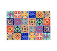 Walplus Carrelage Autocollant Multicolore, 24 Pièces 15x15cm, Crédence Adhésive Cuisine Salle de Bains, Papier Adhésif en PVC