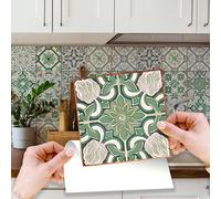 WALPLUS Crédence Adhésive Cuisine 15x15 cm Stickers Carrelage Peler et Coller Carreaux Adhesif Salle de Bain Amovible Vert Vintage Autocollant Carrelage Cuisine Autocollant Carrelage Cuisine 24 Pièces