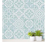 WALPLUS Credence Adhesive pour Cuisine Carrelage Adhesif Mural Salle de Bain Carreaux Adhesif Résistant à la Chaleur Pistache - Gris Clair 24pcs 15cm(6")