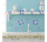 Walplus Cristal 3D Fleurs Violettes Stickers muraux, Vinyle, Multicolore, 33.5 x 11.5 x 3 cm