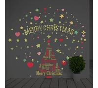 WALPLUS Décorations de Noël Stickers muraux "Magical Ensemble de décoration d'arbre de Noël" Stickers muraux Salon enfants Chambre d'enfant école Restaurant Café Hôtel Home Office Décor, Multicolore