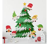 WALPLUS Décorations de Noël Stickers muraux Tomte Tomte Gnome Arbre Art mural Vitrine Affichage Autocollants Affichage Décalcomanies Salon Vente Dégagement Maison Salon Chambre BRICOLAGE Cadeau
