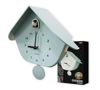 WALPLUS Horloge coucou vert menthe pastel 32,5 cm avec pendule amovible, motif nichoir à oiseaux, coucou blanc.