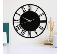 WALPLUS Horloge murale romaine en acrylique brillant noir de 30 cm de diamètre pour la maison, le bricolage, la décoration de bureau, décoration de chambre à coucher, idée cadeau légère