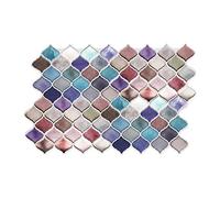 WALPLUS Lot de 16 autocollants 3D pour carrelage - 28 x 20,3 cm - Motif arabesque rose et bleu brillant - Pour décoration de la maison, de Pâques, de printemps