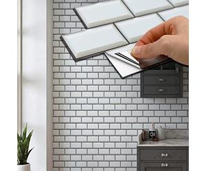 WALPLUS Lot de 24 autocollants pour carrelage de métro Blanc cassé 28,5 x 14 cm