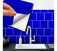 WALPLUS Lot de 24 autocollants pour carrelage mural de cuisine et de salle de bain - Bleu marine - 15 cm