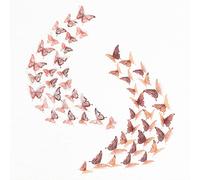 WALPLUS Lot de 40 autocollants muraux 3D de 2 styles et 3 tailles - Motif floral et réaliste - Or rose - Décoration murale pour chambre à coucher, anniversaire, mariage, fête, bébé