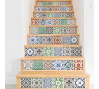 WALPLUS Lot de 48 autocollants muraux amovibles en vinyle pour décoration d'intérieur, salon, cuisine, chambre à coucher, crédence - Porcelaine vintage - 15 cm